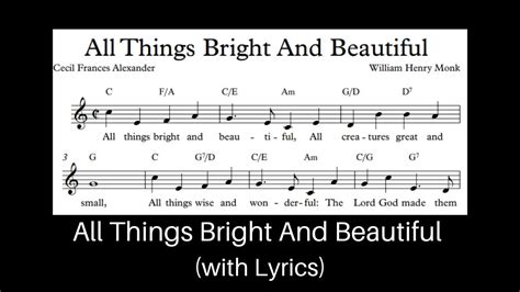 All Things Bright And Beautiful Lyrics Youtube