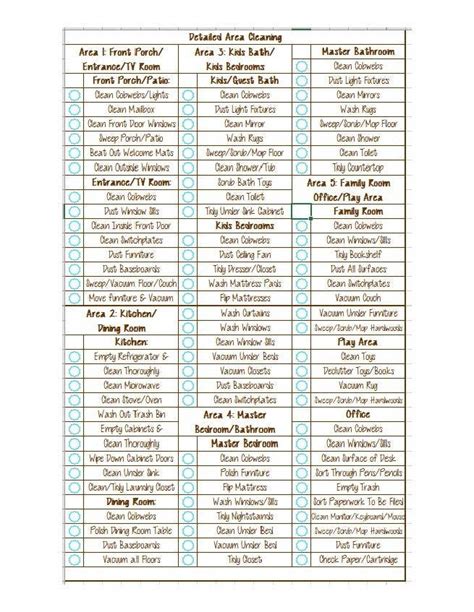 6/10 Cleaning List Free Printable
