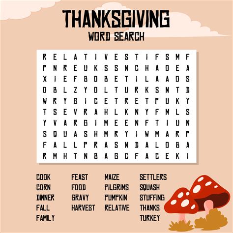 6 Best Thanksgiving History Word Search Printable