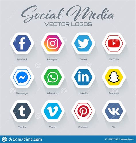 Popular Social Media Logos Collection Editorial Stock