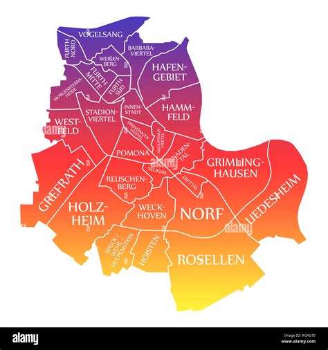 Neuss City Map Germany De Labelled Rainbow Colored Illustration Stock