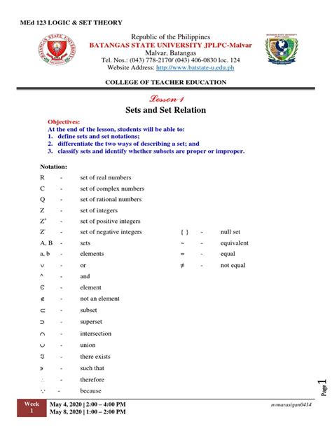 logic set theory week 1 pdf set mathematics arithmetic