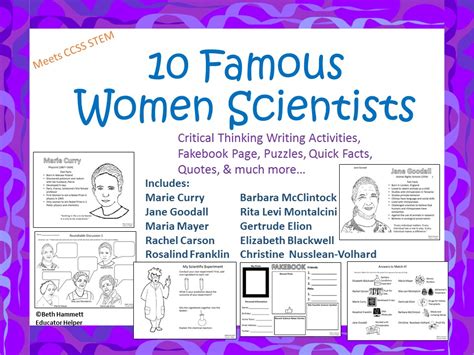 Which woman has had the biggest impact on world history? Education Helper: Women Scientists as Role Models