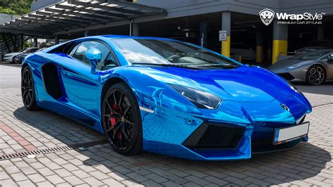 Lamborghini Aventador Blue Chrome Wrap Wrapstyle