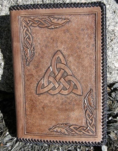 Celtic Trinity Knot Leather Notebook With A Leather Laced Edge Etsy