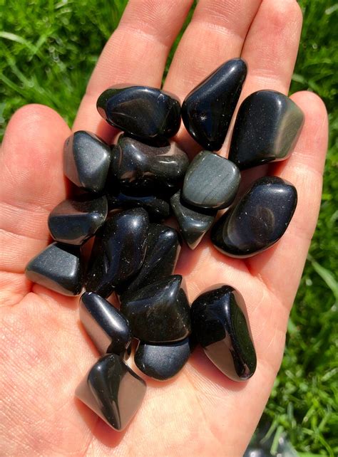 Rainbow Obsidian Stone Tumbled Stones Healing Crystals And Etsy