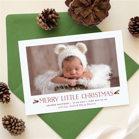 Babys First Christmas Card Merry Little Christmas Birth