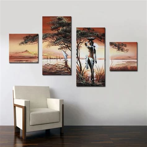 Hand Painted Nude African Women Image Painting Wall Decorative Painting
