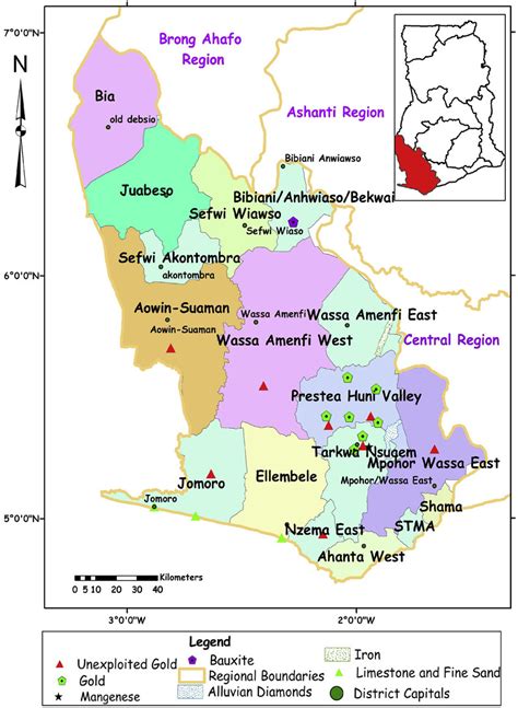 Map Of The Western Region And Its Assemblies Showing Mineral Deposits