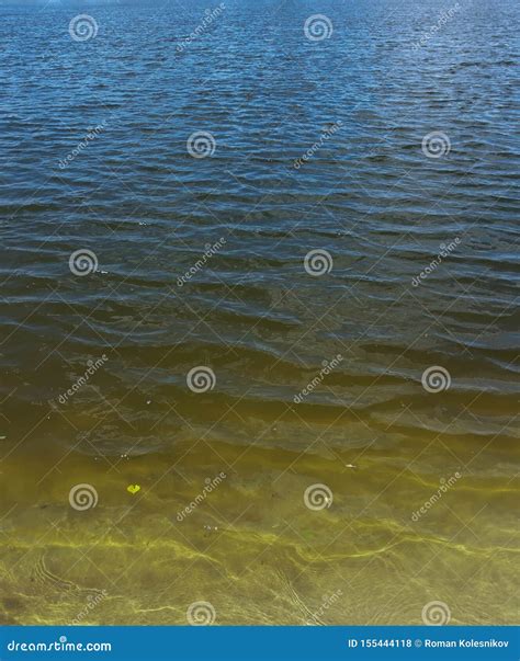 klares flusswasser mit kleinen wellen und einem gelben blattschwimmen stockfoto bild von blatt