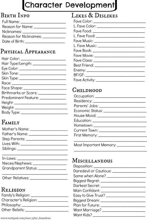 Detailed Character Template Printable Word Searches