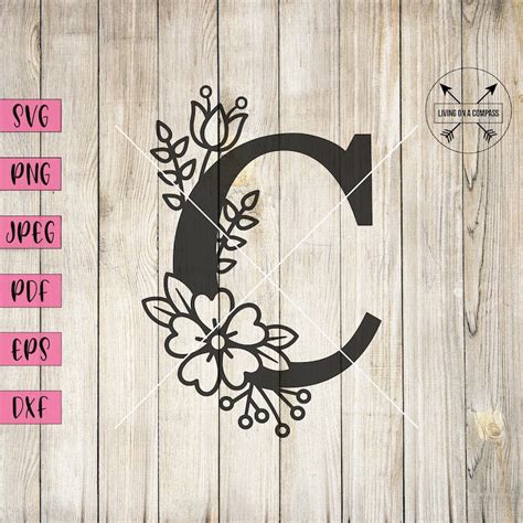 Floral Letter C Svg Floral Alphabet Svg Floral Letters Floral