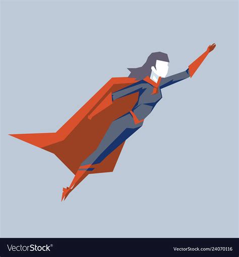 Powerful Female Superhero Fly Up Woman Hero Vector Image