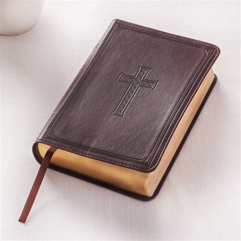 Kjv Holy Bible Large Print Compact Dark Brown Faux Leather Red Letter