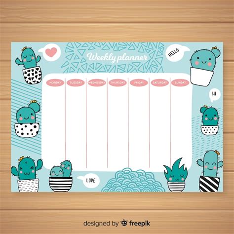Cute Weekly Planner Template With Colorful Design Vector Free Download