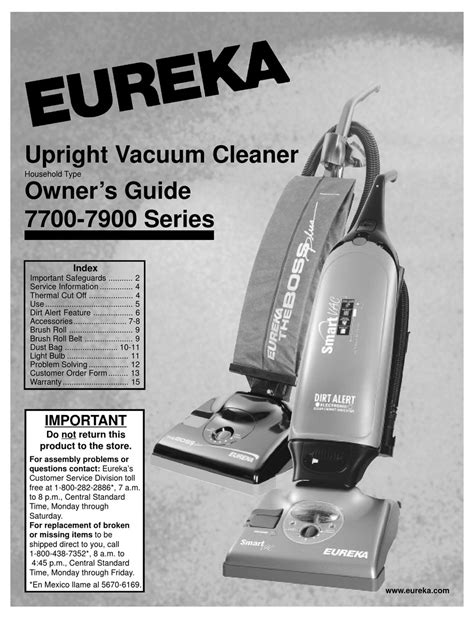 Eureka 7700 Series Owners Manual Pdf Download Manualslib