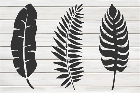Three Tropical Leaves Stencil Model Template Design Print Etsy