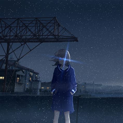 512x512 Anime Girl At Starry Night 512x512 Resolution Wallpaper Hd