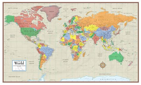 World Contemporary Elite Wall Map Mural Poster Paper Laminated Or