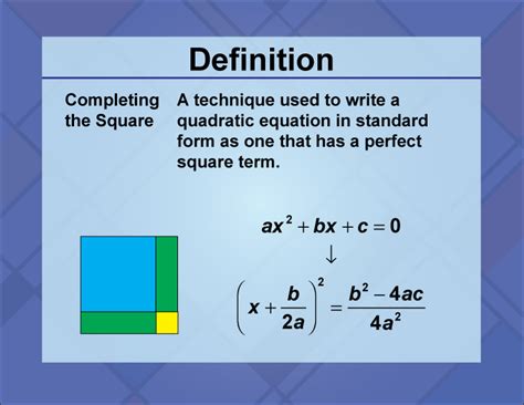 Definition Quadratics Concepts Completing The Square Media4math