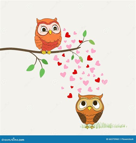 Cute Owls In Love Stock Vector Illustration Of Card 66375968