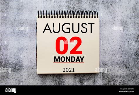 Wall Calendar With A Red Pin August 02 Stock Photo Alamy
