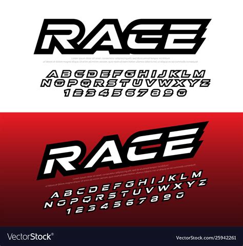 Whether you're a global ad agency or a freelance graphic designer, we have the vector graphics to make your project come to life. Sport modern alphabet and number fonts racing Vector Image