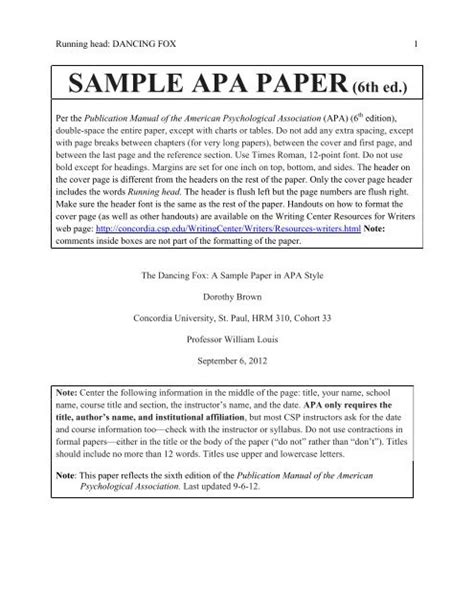 23 Apa 6th Edition Sample Paper Template Sampletemplatess