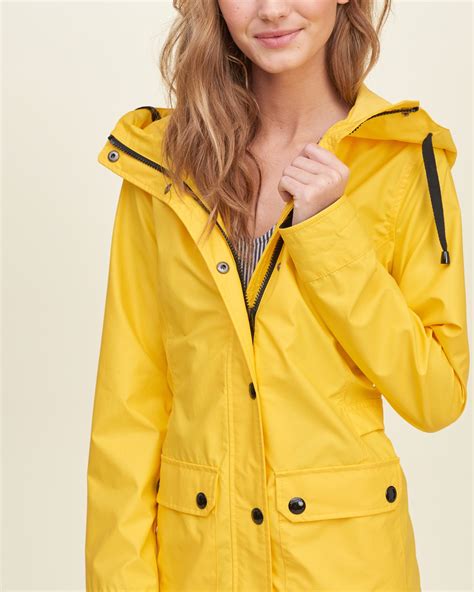 Yellow Nylon Rain Jacket Fingering Lesbian