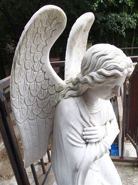 Large Kneeling Angel Statue In Carved Marble At 1stdibs Large Angel