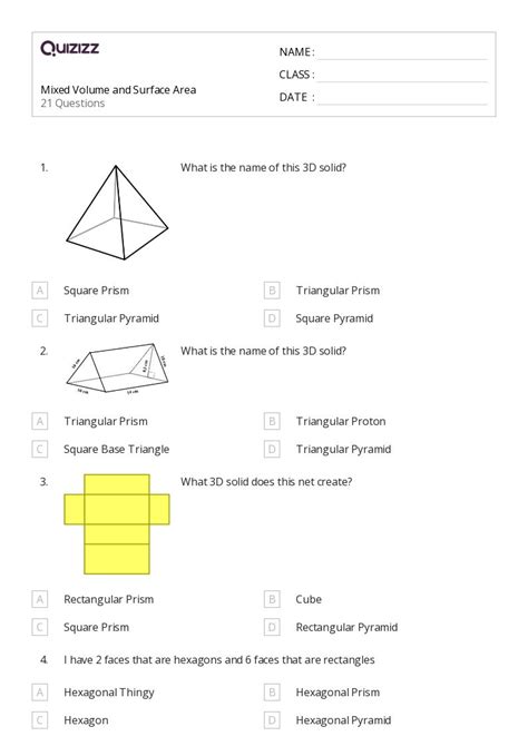 50 Volume And Surface Area Worksheets On Quizizz Free And Printable