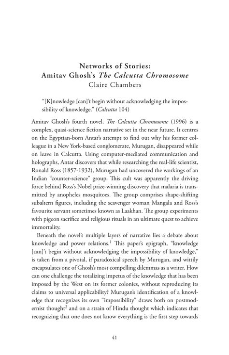 pdf networks of stories amitav ghosh s the calcutta chromosome