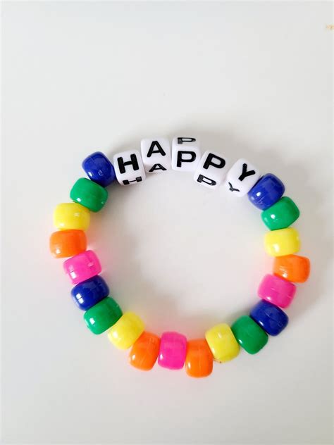 Happy Rainbow Pony Bead Bracelet Etsy