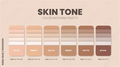 Color Palette In Skin Tone Colour Theme Collections Colors Chart Template Color Combination