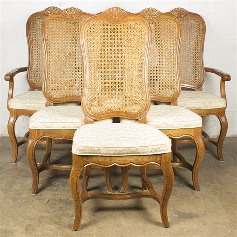 French Provincial Style Cane Back Dining Chairs By Hickory