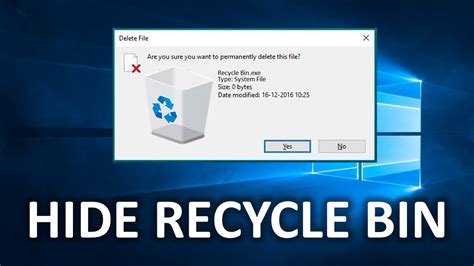 How To Hide Recycle Bin Icon On Desktop In Windows 10 Youtube