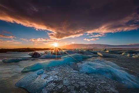 From The Road Iceland Sunset Over The Glacier Lagoon Joe Azure