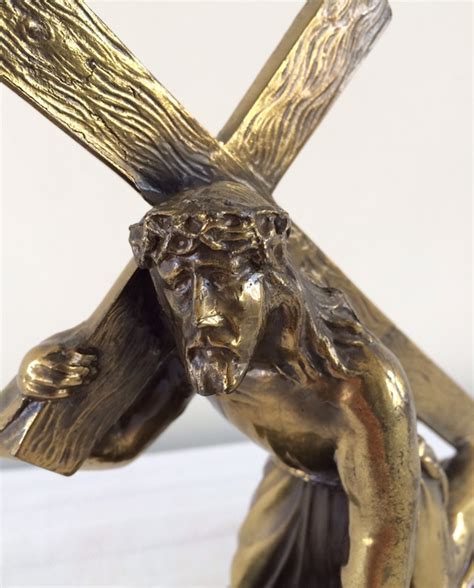 Art Deco Sculpture Jesus Carries Cross Of Gilded Bronze Catawiki