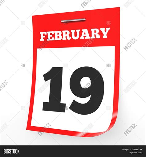 February 19 Calendar Image And Photo Free Trial Bigstock