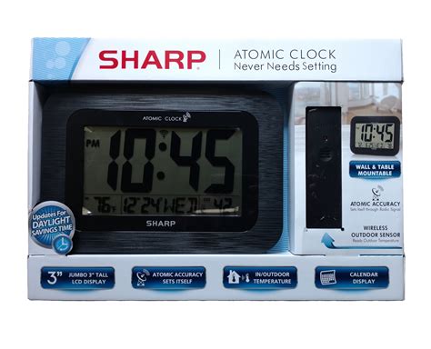Sharp Digital Atomic Wall Clock Black