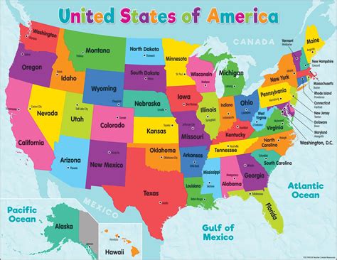 Colorful United States Of America Map Chart America Map United