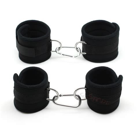 smspade black neoprene bondage kit sex restraint handcuffs and ankle cuffs erotic wrist cuffs