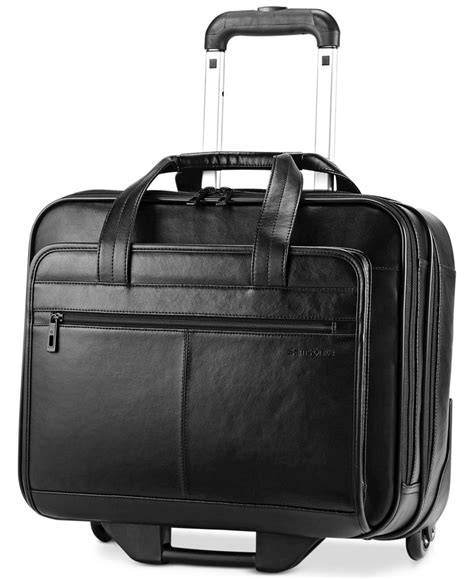 Samsonite Leather Rolling Mobile Office Laptop Briefcase