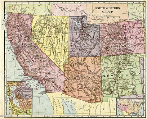 Southwest Usa Map 1896 Stock Photo And More Pictures Of 19th Century Istock