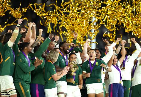 South Africa Celebrate Lifting Rugby World Cup As England Despair