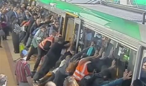 Must Watch Commuters Tilt Train To Free Trapped Man In Australia