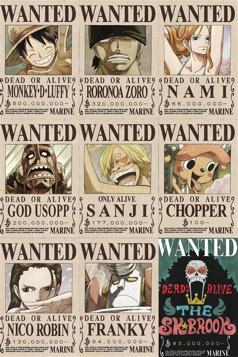 Mugiwara StrawHats Wanted Posters One Piece Bounties Manga Anime One Piece One Piece Comic