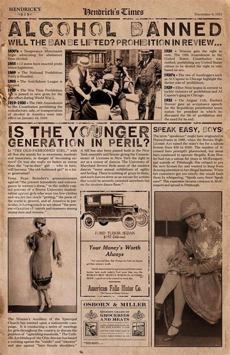 1933 Prohibition Old Newspaper Vintage Newspaper Speakeasy Party