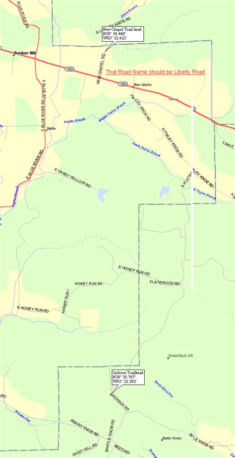 County Road Level Map To New Chapel And Jackson Road Trailheads On The