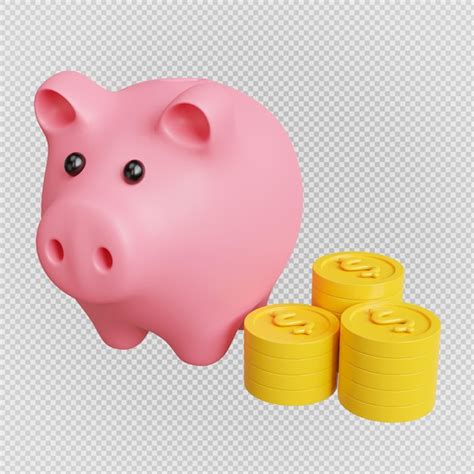 Premium Psd Piggy Bank With Gold Coins Minimal 3d